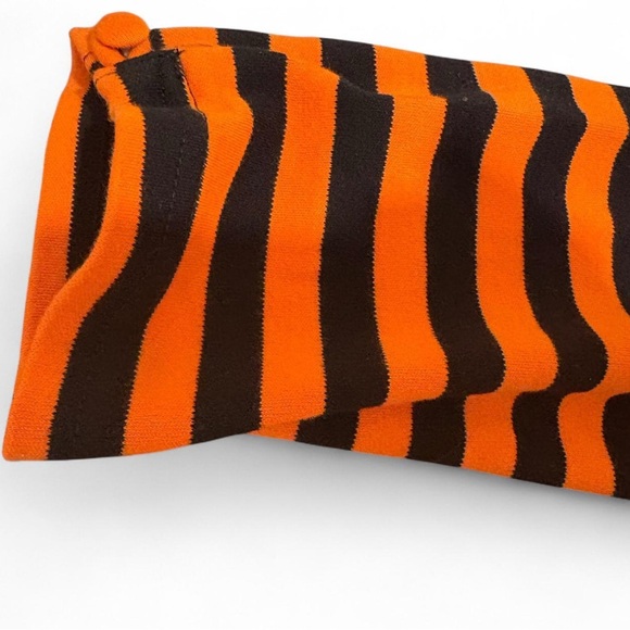 Unique Vintage Halloween Black Orange Striped Long Sleeve Top M Retro Witchy - Picture 5 of 8